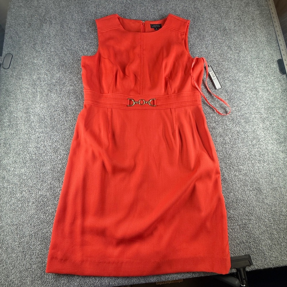 Tahari Arthur S. Levine Papaya Orange Horsebit Sheath Dress 7129M481 NWT 16